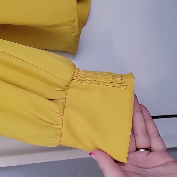 Loft Long Sleeve Blouse with Smocked Wrist in Bright Yellow - Picture 4 of 5